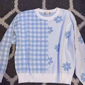 Altar'd State Blue and White Patterned Sweater